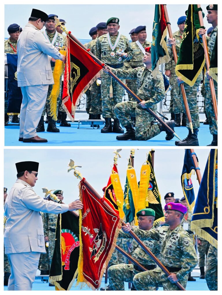 Presiden Prabowo Hadiri Presidential Inspection HUT ke-80 TNI di KRI RJW-992